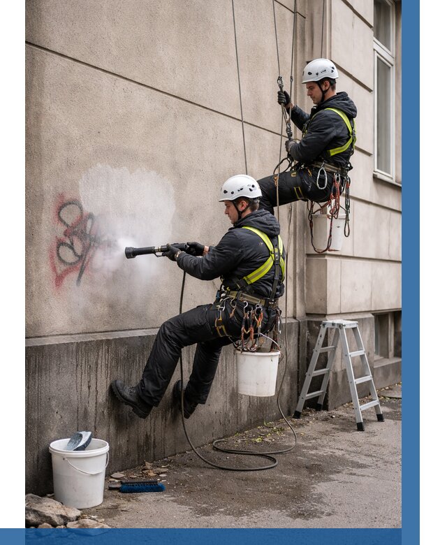 Удаление граффити с фасада в Саянске от 4578 р. | ВЫСОТНИК-Сск