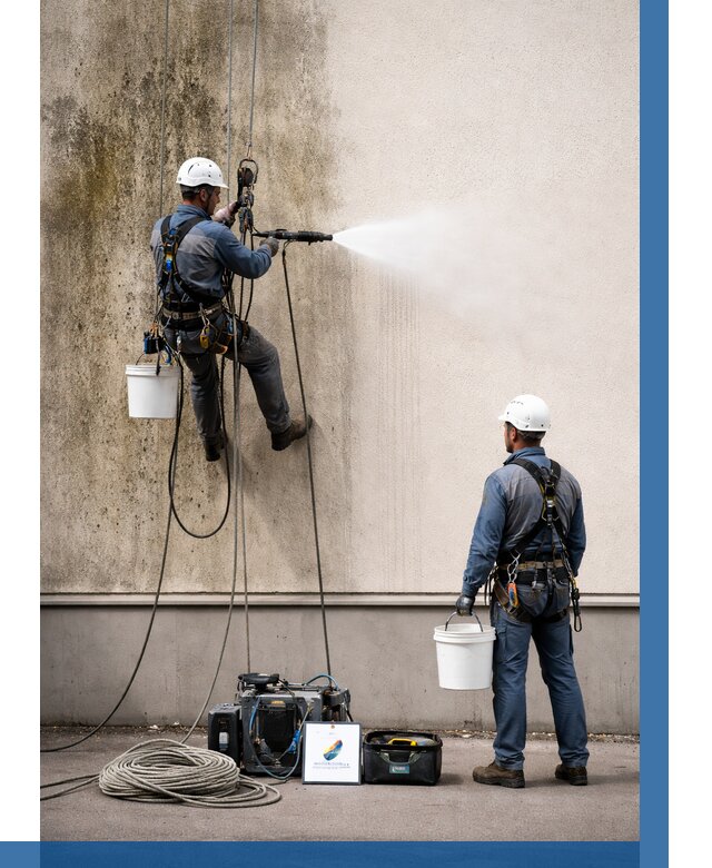 Очистка фасада от плесени в Саянске от 305 р. | ВЫСОТНИК-Сск