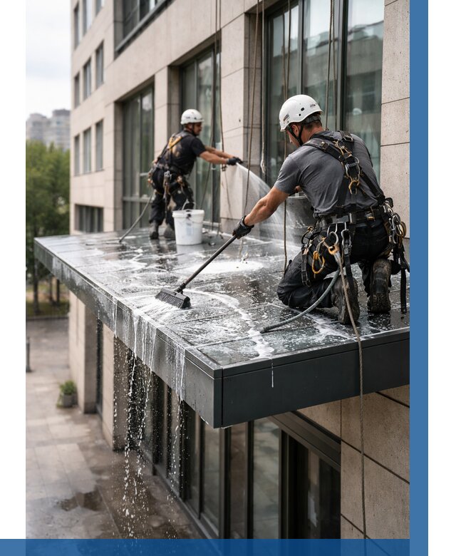 Мойка козырьков и навесов в Саянске от 3561 р. | ВЫСОТНИК-Сск