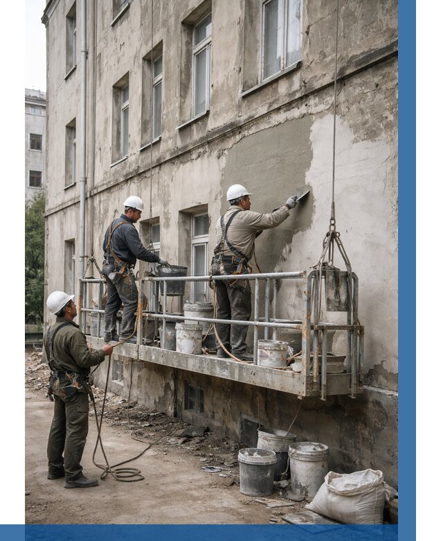 Капитальный ремонт фасада в Саянске от 4273 р. | ВЫСОТНИК-Сск