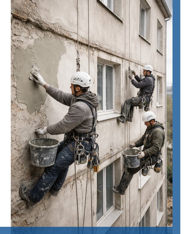 Ремонт штукатурного фасада в Саянске от 763 р. под ключ | ВЫСОТНИК-Сск