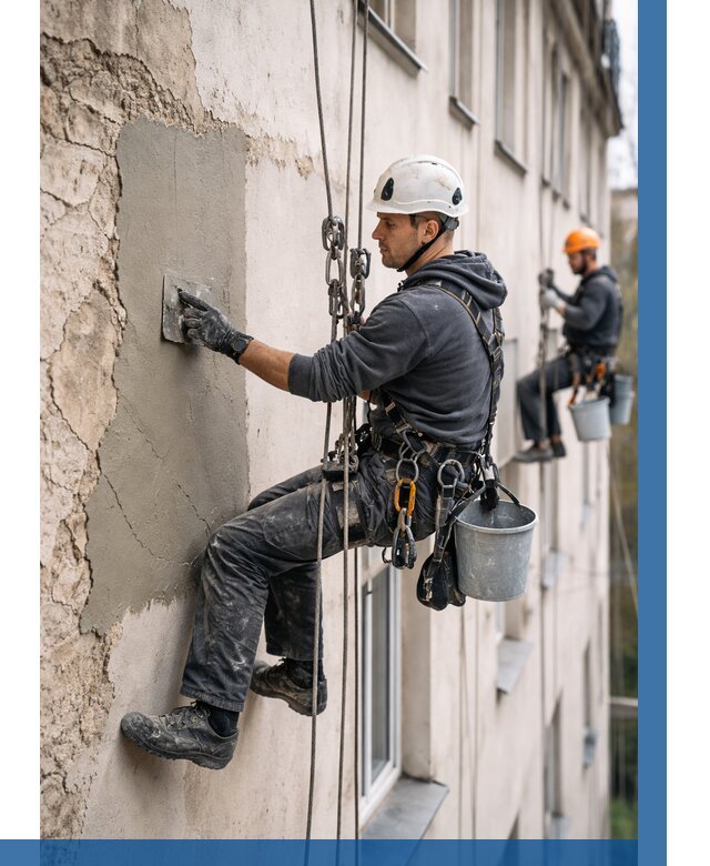 Восстановление штукатурки фасада в Саянске от 1221 р. | ВЫСОТНИК-Сск