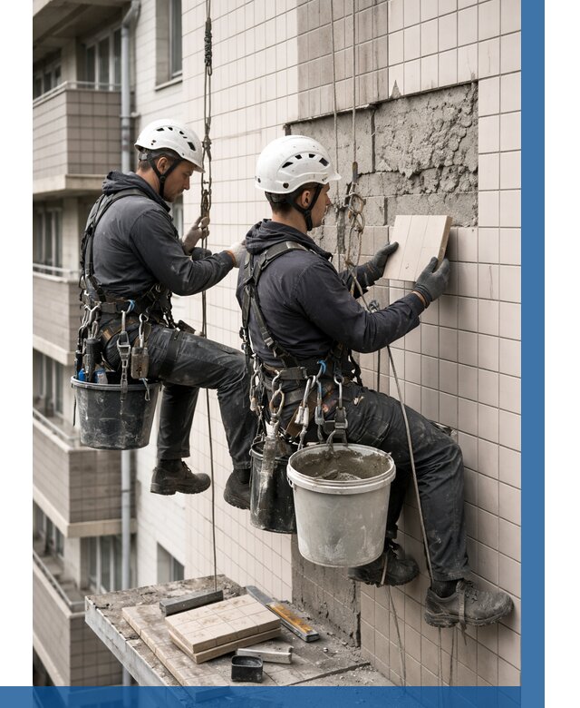 Ремонт облицовки фасада плиткой в Саянске от 1831 р. | ВЫСОТНИК-Сск