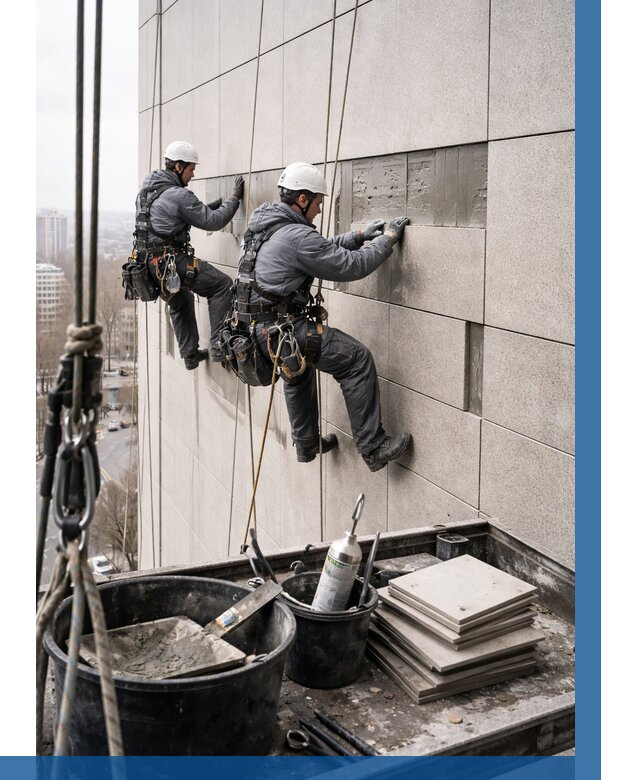 Ремонт фасада из керамогранита в Саянске от 2544 р. | ВЫСОТНИК-Сск