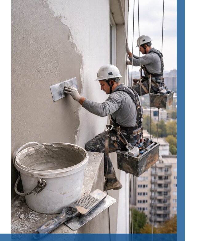 Шпаклевка фасада на высоте в Саянске от 712 р. | ВЫСОТНИК-Сск