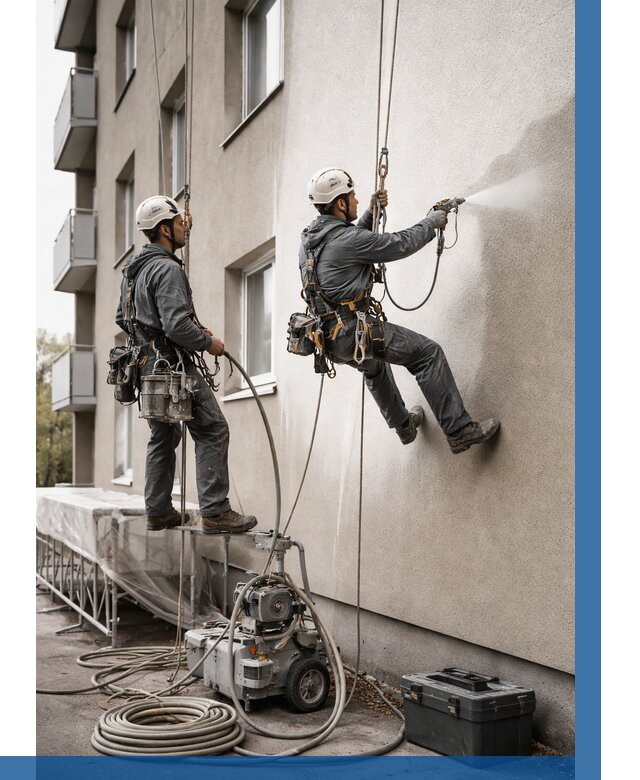 Безвоздушная покраска фасада в Саянске от 224 р/м² | ВЫСОТНИК-Сск