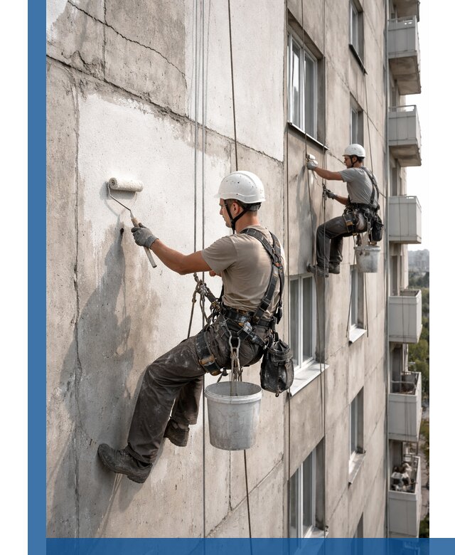 Покраска бетонного фасада в Саянске для жилых и промышленных объектов