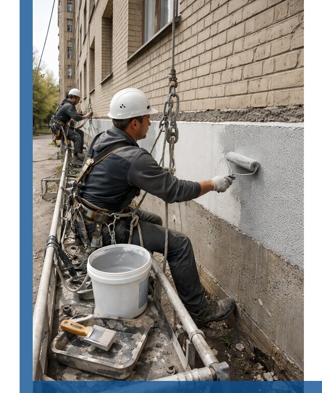 Окраска цоколя здания в Саянске профессионально и надежно