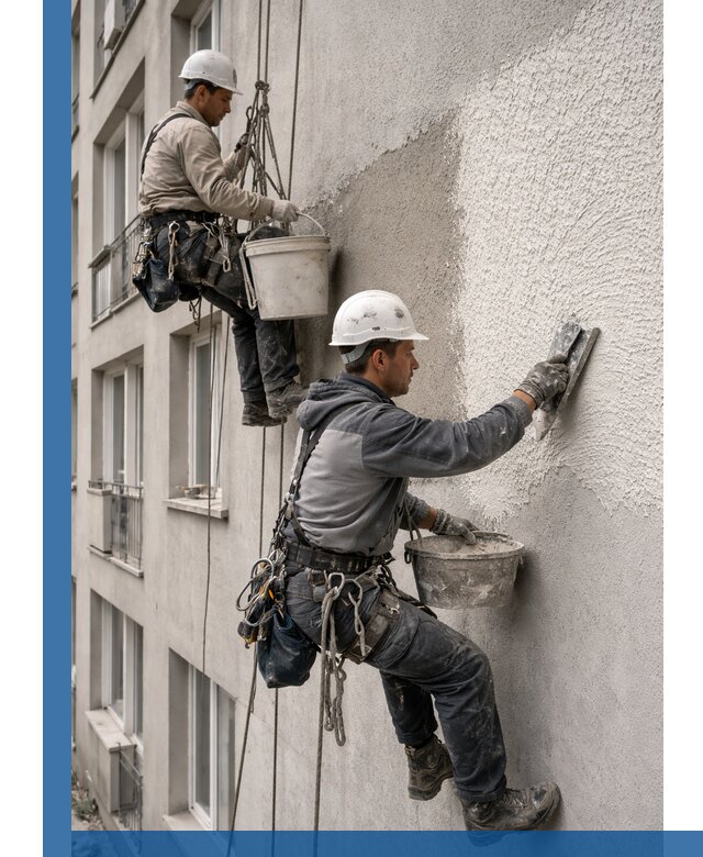 Нанесение декоративной штукатурки короед на фасад в Саянске