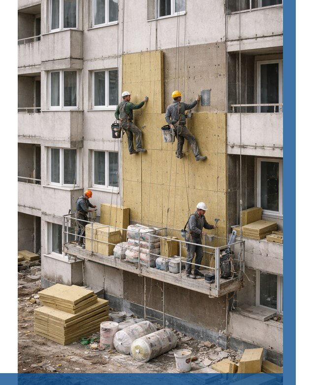 Утепление фасада минватой в Саянске от 1526 р. | ВЫСОТНИК-Сск