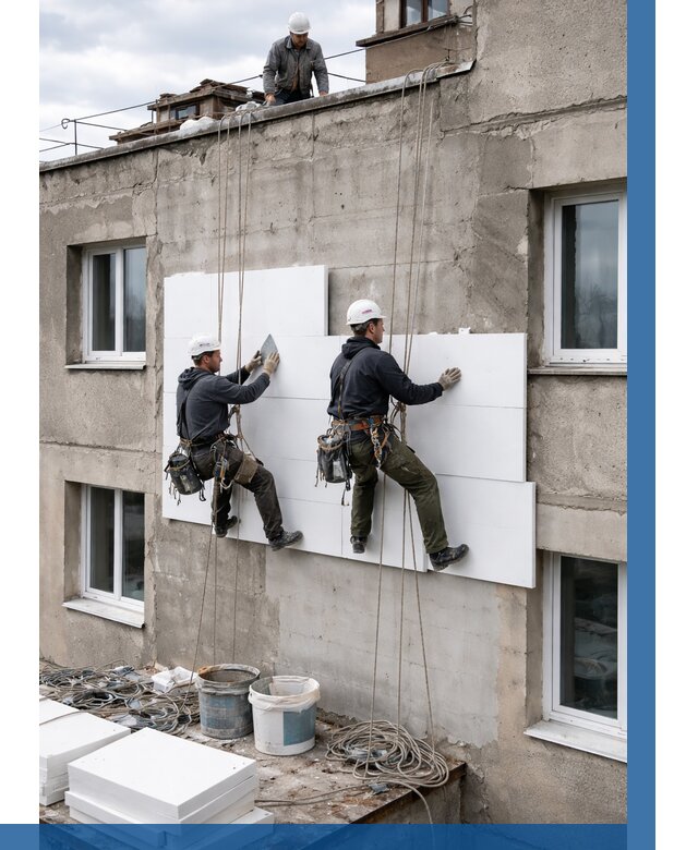 Утепление фасада пенополистиролом в Саянске от 1831 р. | ВЫСОТНИК-Сск