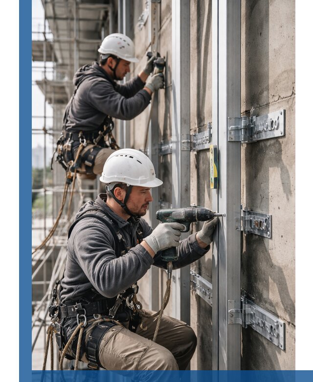 Монтаж и крепление подсистемы вентфасада в Саянске