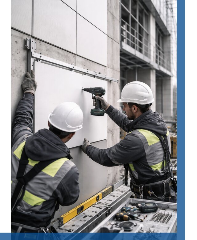 Монтаж композитных панелей фасада в Саянске от 2544 р. | ВЫСОТНИК-Сск