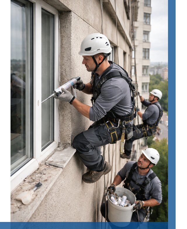 Герметизация оконных швов снаружи в Саянске от 1526 р. | ВЫСОТНИК-Сск
