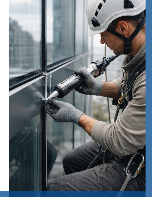 Герметизация стыков витража в Саянске от 1221 р. | ВЫСОТНИК-Сск