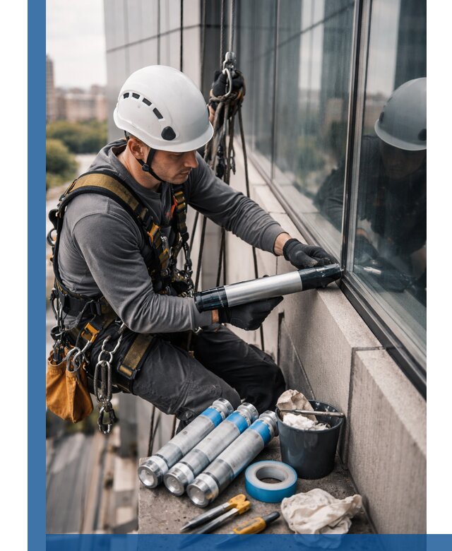 Герметизация стыков витража в Саянске для герметичных фасадов