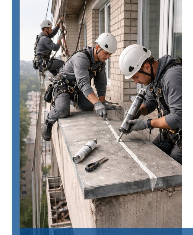 Герметизация балконного козырька в Саянске профессионально