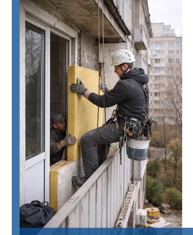 Профессиональное утепление балкона снаружи в Саянске под ключ