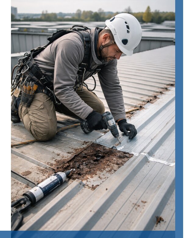 Ремонт профнастила на кровле в Саянске от 712 р. | ВЫСОТНИК-Сск