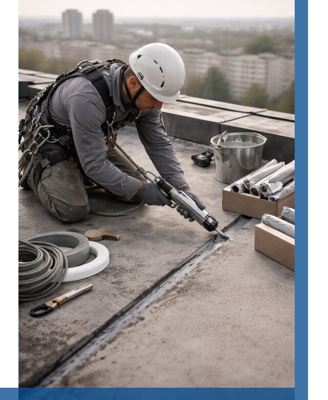 Герметизация швов кровли в Саянске от 458 р./м2 | ВЫСОТНИК-Сск