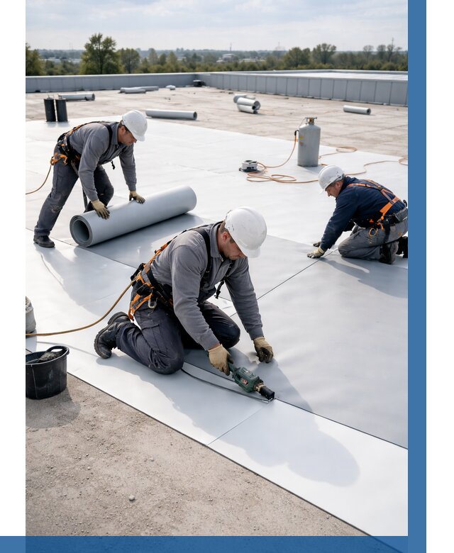 Монтаж мембранной кровли под ключ в Саянске от 1221 р. | ВЫСОТНИК-Сск