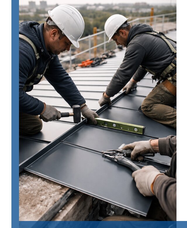 Монтаж фальцевой кровли в Саянске для промышленных зданий