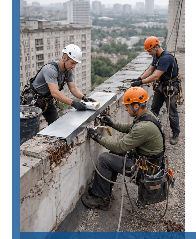 Ремонт парапета на кровле в Саянске, высотные работы с гарантией