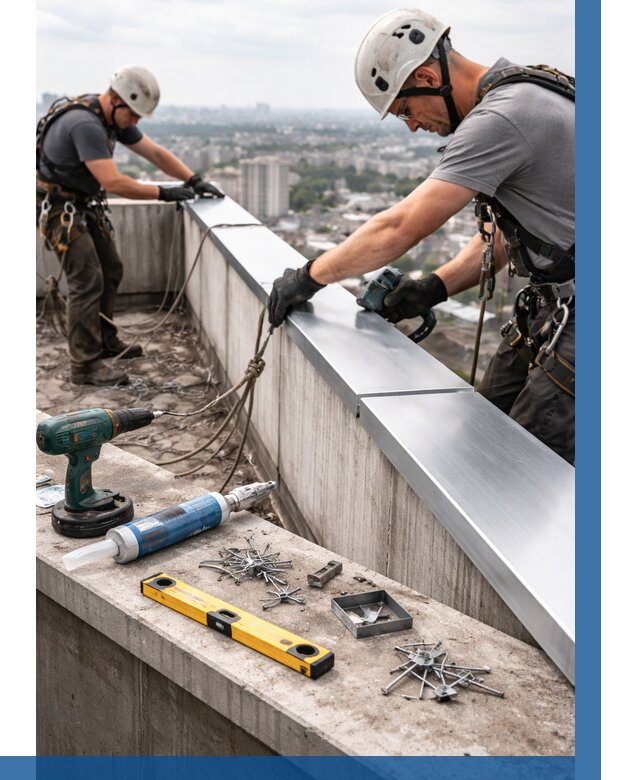 Монтаж парапетных крышек в Саянске от 814 р. | ВЫСОТНИК-Сск