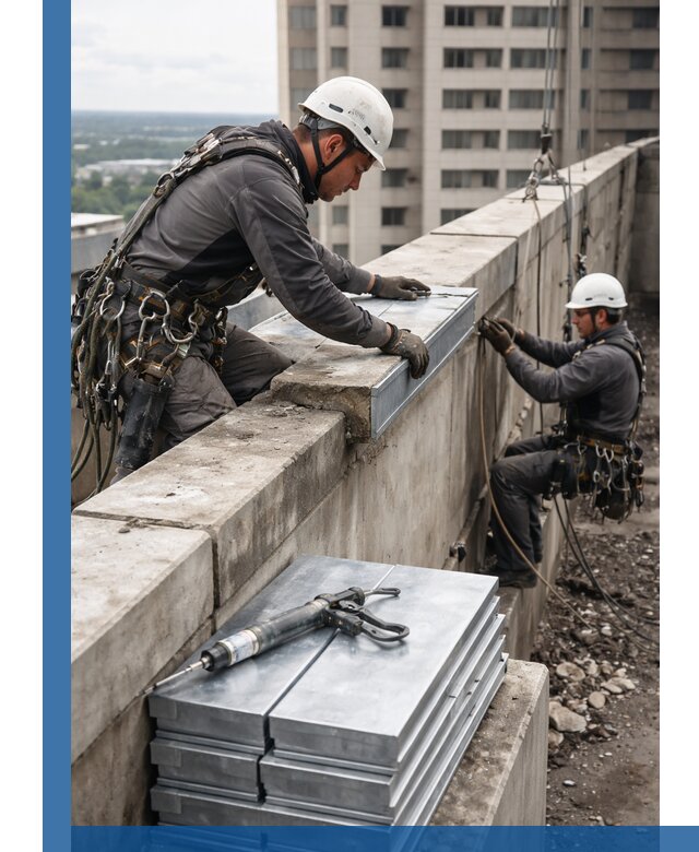 Замена парапетных крышек и установка новых в Саянске