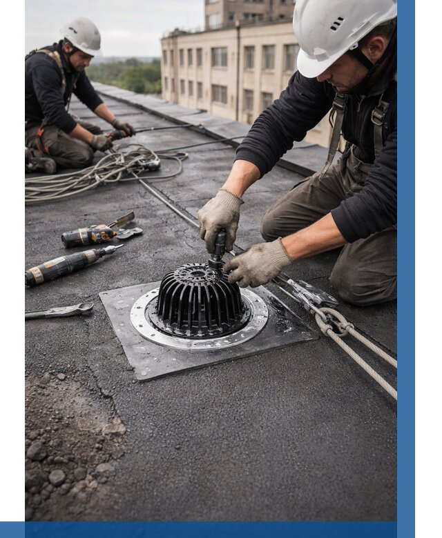 Установка водосточных воронок в Саянске цена от 3561 р. | ВЫСОТНИК-Сск