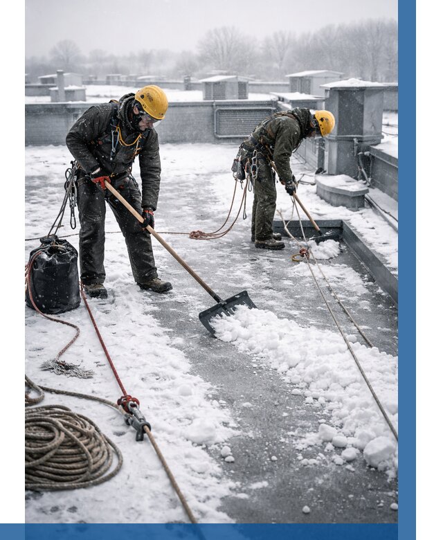 Очистка крыши от снега в Саянске от 7631 р. | ВЫСОТНИК-Сск