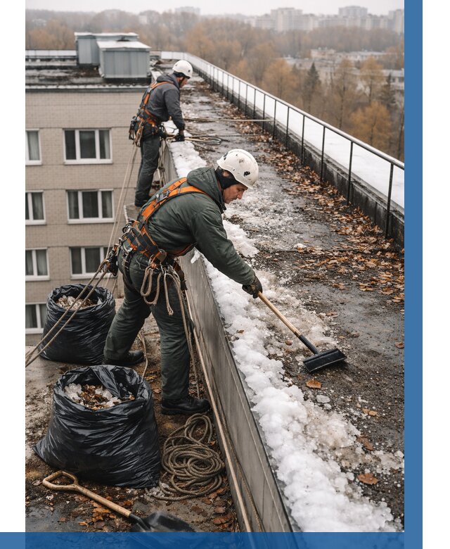 Очистка кровли по периметру в Саянске от 560 р. | ВЫСОТНИК-Сск