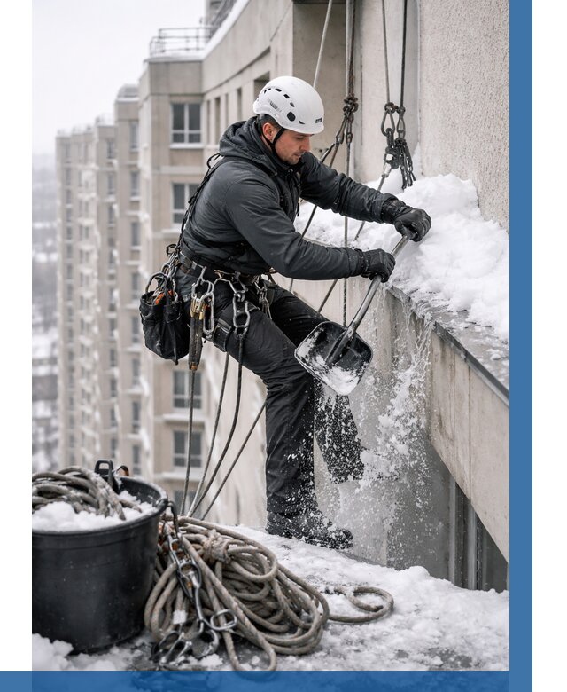 Очистка карнизов от снега в Саянске от 305 р. | ВЫСОТНИК-Сск