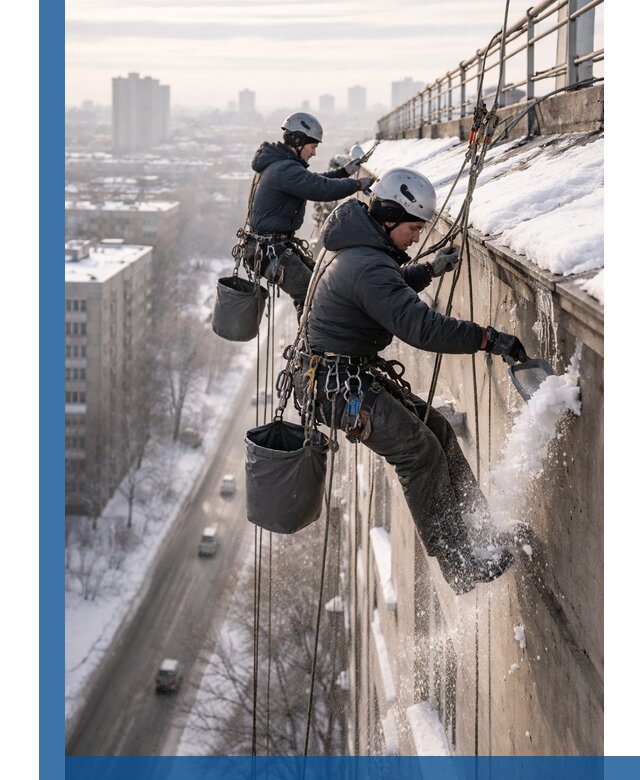 Очистка карнизов от снега в Саянске профессионально и безопасно