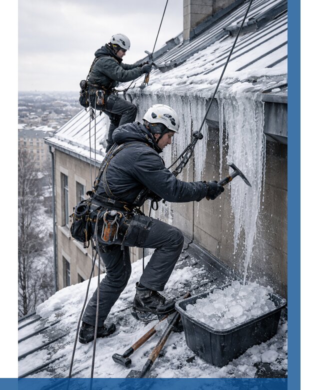 Удаление наледи с кровли в Саянске от 5596 р. | ВЫСОТНИК-Сск