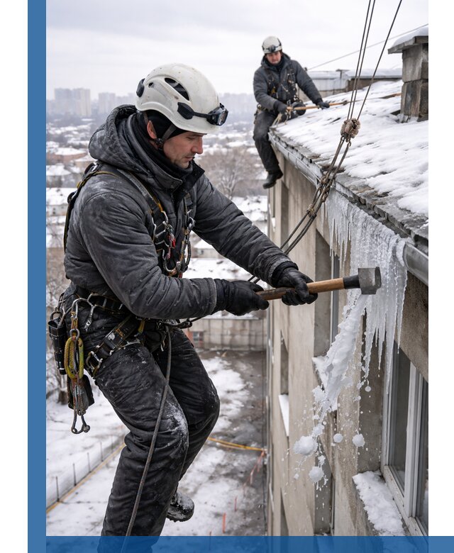 Сбивание и удаление сосулек с крыши в Саянске безопасно