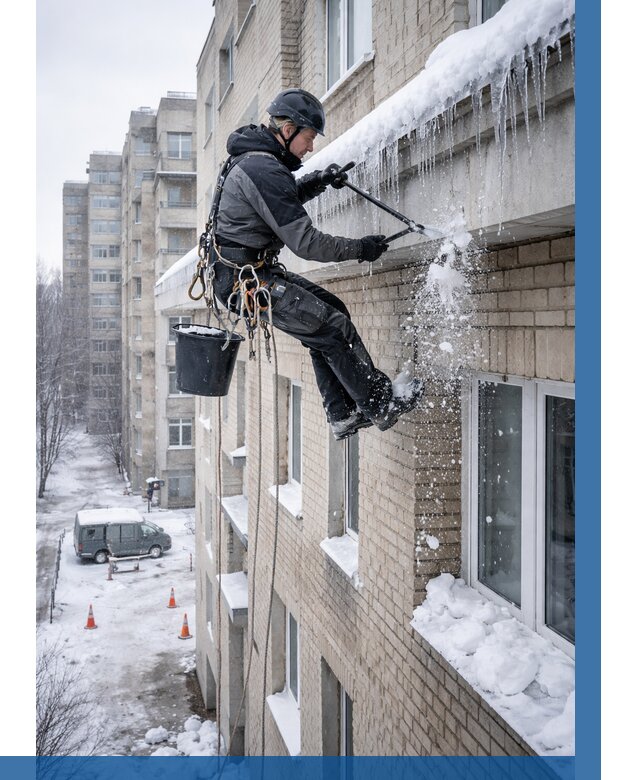 Удаление наледи с карнизов в Саянске от 356 р. | ВЫСОТНИК-Сск