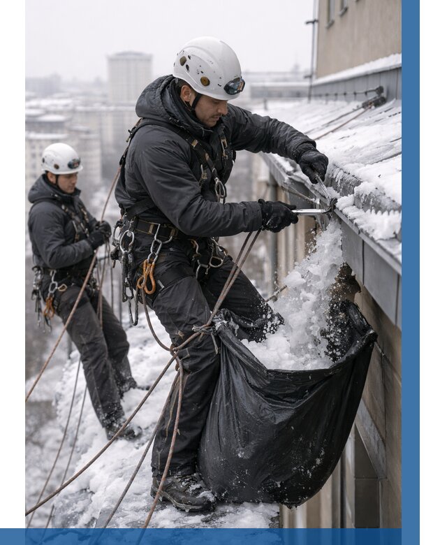 Аварийная очистка крыши в Саянске под ключ от 305 р. | ВЫСОТНИК-Сск