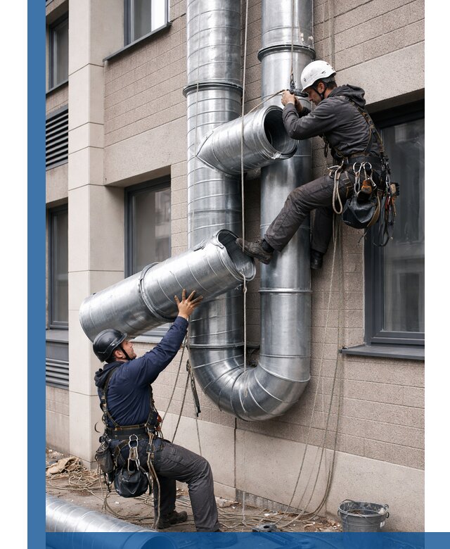 Монтаж фасадных воздуховодов в Саянске с герметизацией и крепежом