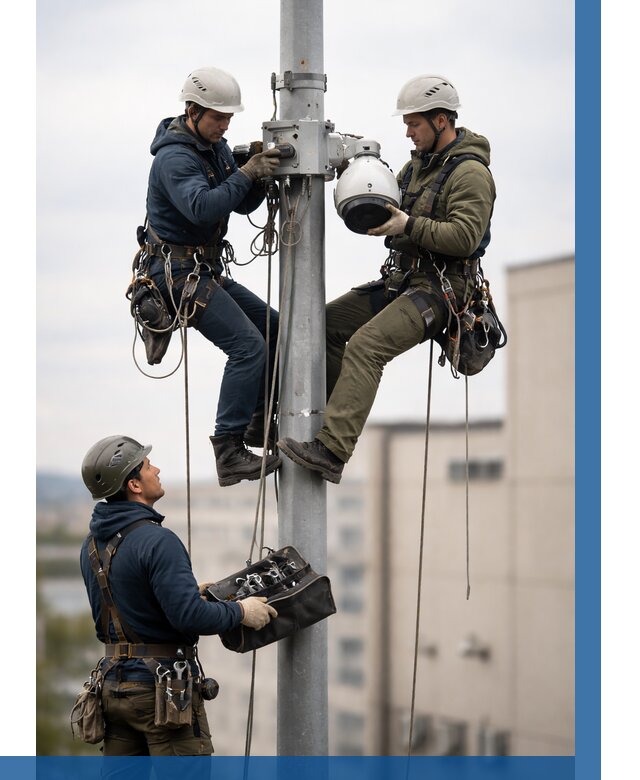 Установка видеокамер на мачте в Саянске от 8648 р. | ВЫСОТНИК-Сск