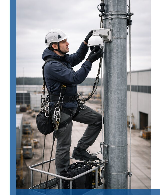 Профессиональная установка видеокамер на мачте в Саянске