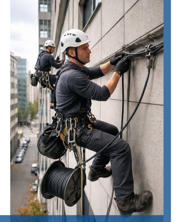 Прокладка кабеля по фасаду в Саянске от 356 р. | ВЫСОТНИК-Сск
