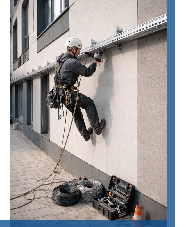 Монтаж кабельных лотков на фасаде в Саянске от 1221 р. | ВЫСОТНИК-Сск