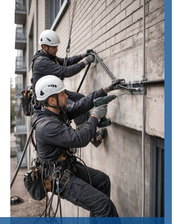 Крепление кабеля на фасаде в Саянске от 356 р. | ВЫСОТНИК-Сск