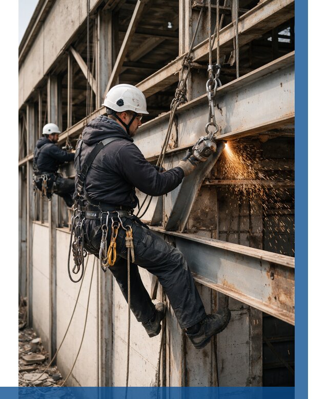 Демонтаж металлоконструкций на высоте в Саянске от 6613р. |ВЫСОТНИК-Сск