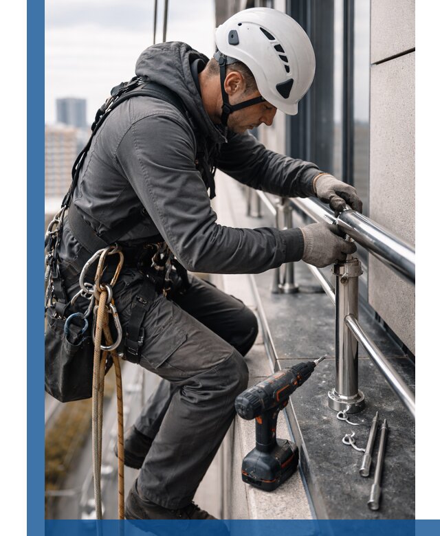 Монтаж ограждений на высоте в Саянске для зданий и конструкций