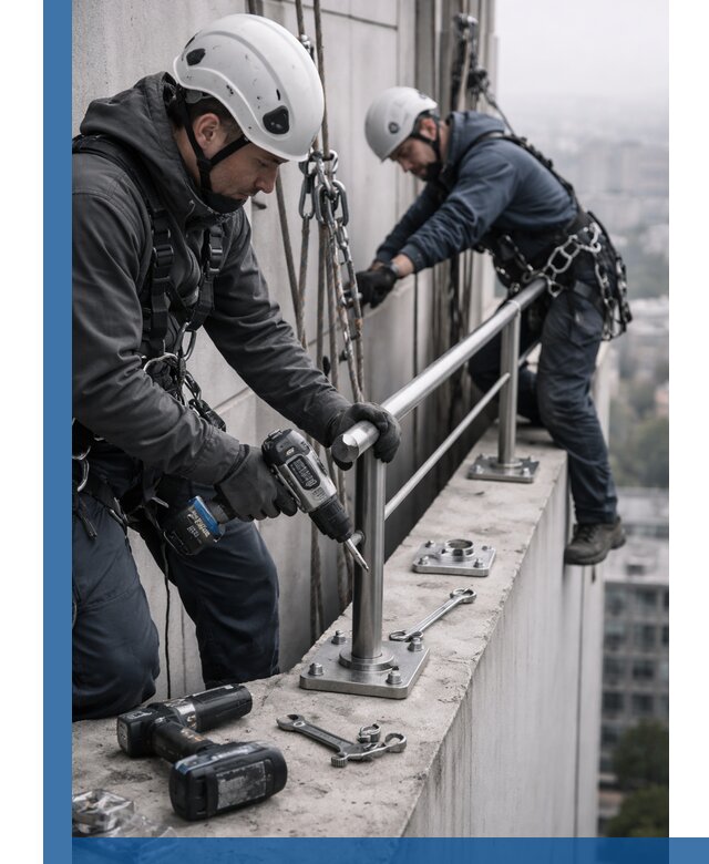 Монтаж перил на высоте в Саянске для жилых и промобъектов