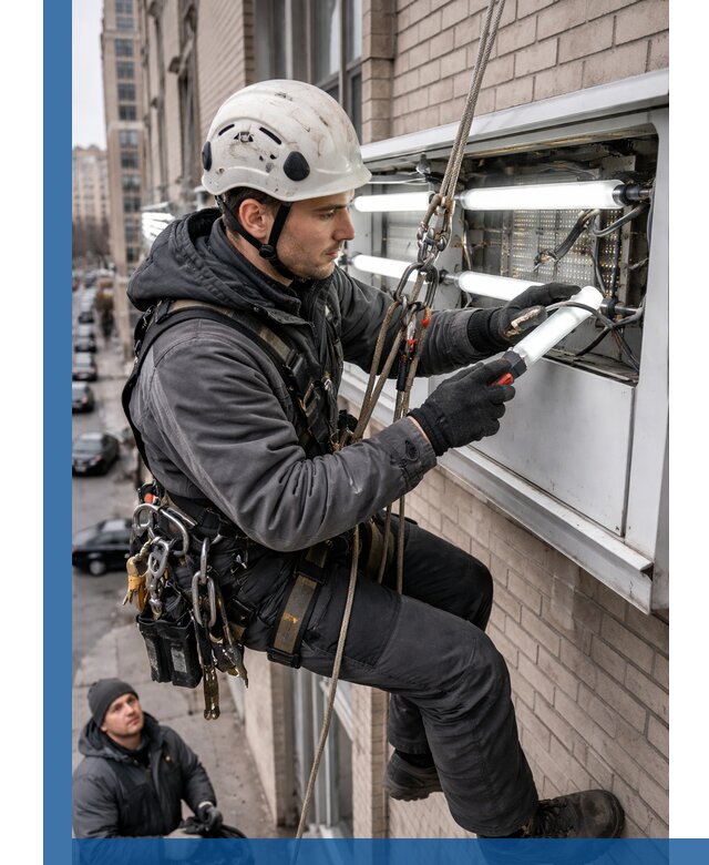Профессиональная замена ламп в наружной вывеске в Саянске