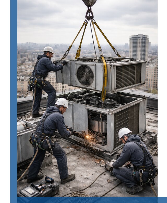 Демонтаж крышной установки в Саянске любой сложности