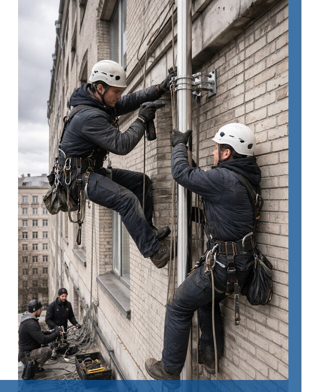 Монтаж флагштока на здании в Саянске от 6613 р. | ВЫСОТНИК-Сск